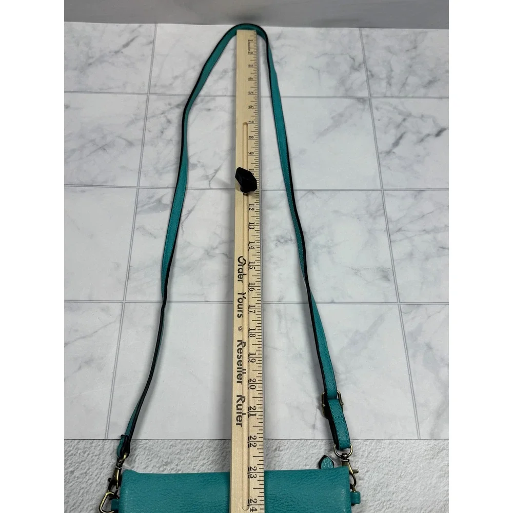 Joy Susan Teal Vegan Leather Crossbody Bag Organizer Wallet Clutch Teal Blue
